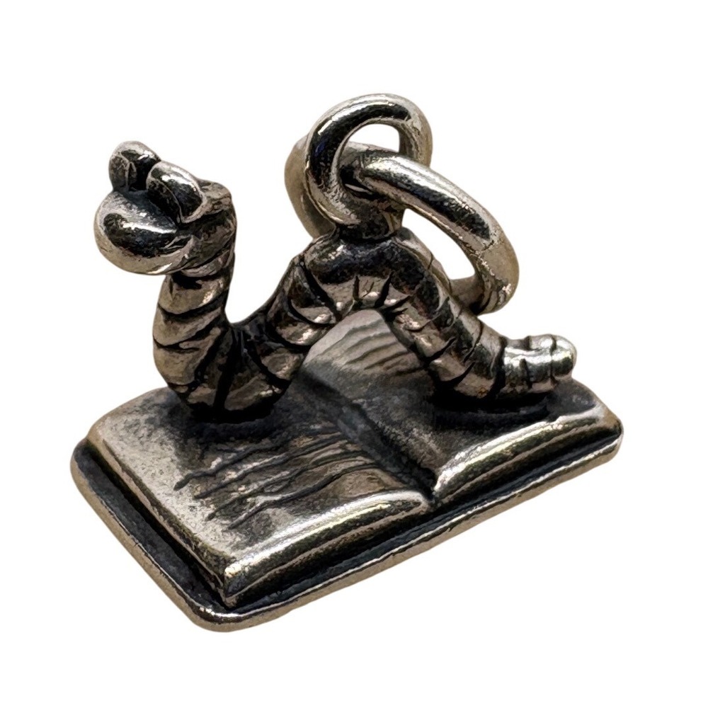 Vintage Shube Dakota West Sterling Silver Bookworm Book Charm 1.89g